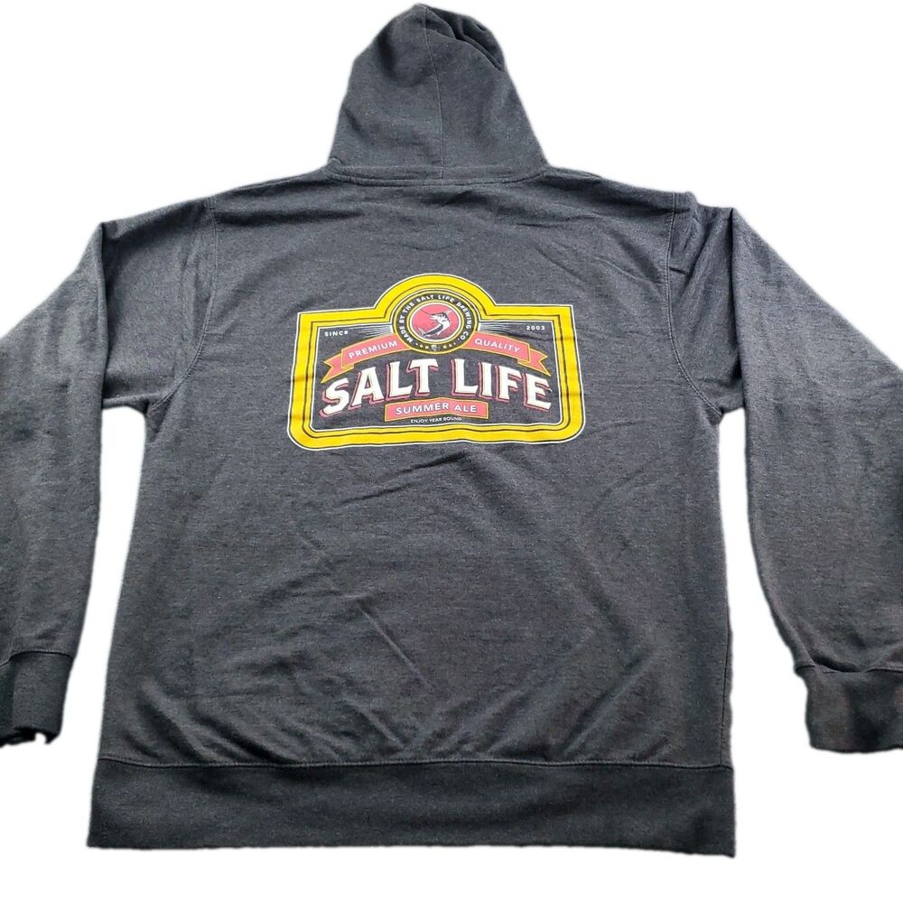 Vintage Salt Life Brewing Co.Summer Ale Hoodie Men's Size 2XL Gray Fleece Lining